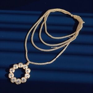 Layered Boho Necklace With Multiple Chains and Crystal s New